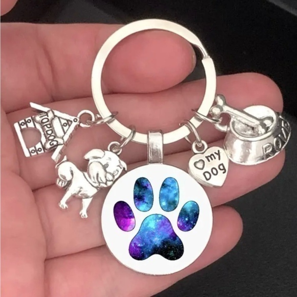 Dog, Bowl, House, Heart, Dog Charm Keychain NWT
